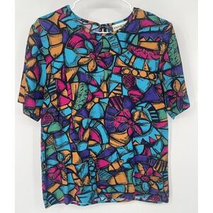 Vintage Colorful Vibrant Blouse Small Bust 19